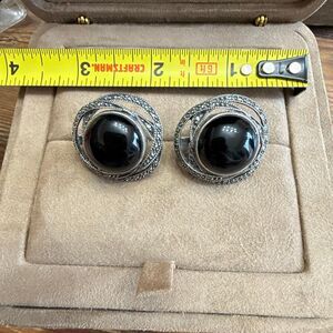 Judith Jack Onix Marcasite 925 Sterling Silver Earrings